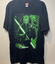Darth Maul Green Lightsaber Large Shirt Glows In Dark Vintage Y2K 90s