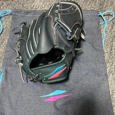 Leather Baseball Glove Black with Blue & Pink Accents, Used, Pitcher Style