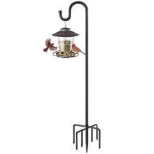 84" Shepherds Hooks for Outdoor, Heavy Duty Bird Feeder Pole with 7 Prongs Ba...
