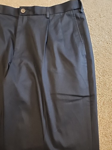 Pantalones Haggar Premium Sin Hierro Caqui Para Hombre 36x32 Azul Marino Calce Clásico Plisados Nuevos con Etiquetas - Imagen 9 de 15
