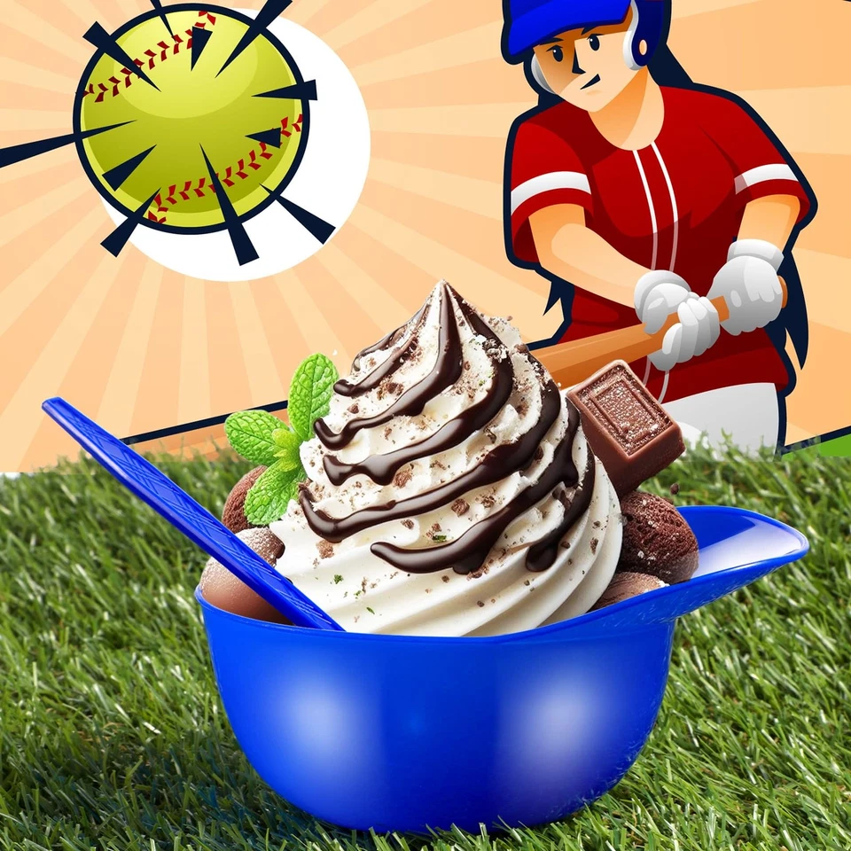 100 Pack Baseball Helmet Ice Cream Bowls 50pc Spoons and 50pc 8oz Mini Desser... - Image 4 of 4