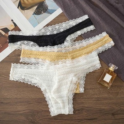 Contrast Pattern Date Night Men's Lace Briefs Low Waist Bikini Lace Material