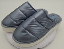 MAEVE Anthropologie Sz W/Medium Puffy NEW Platform Slippers Silver Metallic NWOB