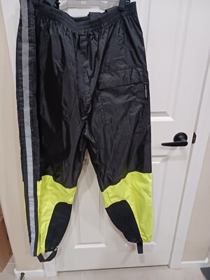 Milwaukee Weather Men's Black Yellow XL Water-Resistant Motorcycle Rain Overall 