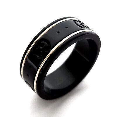 GUCCI Icon Ring 225985 Black Silver 18K White Gold Synthetic GUCCI Icon Ring 225985 Black Silver 18K White Gold Synthetic