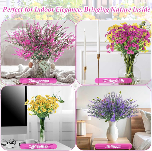 18 Bundles Artificial Flowers for Outdoor, UV Resistant Fake Flowers with Plasti - Picture 7 of 7