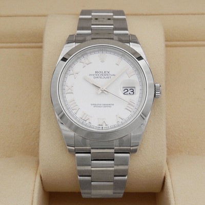 2024 Rolex Datejust 41 Smooth Bezel White Dial Roman Oyster 126300 Complete