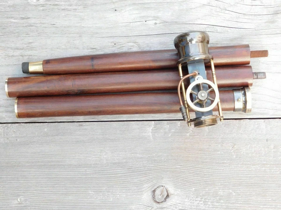 Collectible Walking Cane Stick With Working Steam Engine Model Brass Steampunk - Image 2 of 4