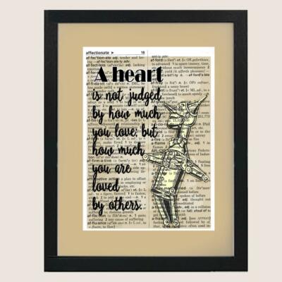 Wizard of Oz A Heart is Not Judged Upcycled Dictionary Art Print Unique Gift Wizard of Oz A Heart is Not Judged Upcycled Dictionary Art Print Unique Gift