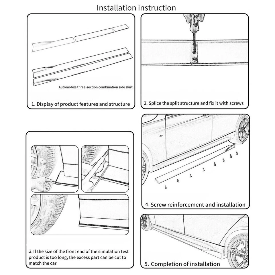 For Mazda MX-5 Miata 2006-2023 Carbon Fiber Side Skirt Extension Panel Splitter Foto 4 de 4