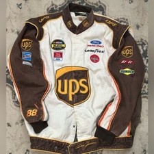 Chase Authentics Brown and White NASCAR Varsity Bomber Jacket