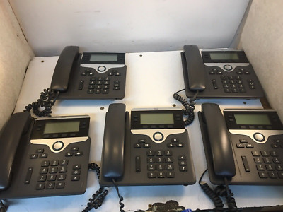 5 Cisco CP-7841 4 Line IP  Business Phones No Stands, *Factory Reset* See PHOTOS