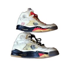 NIKE AIR JORDAN V 5 RETRO SP X OFF-WHITE SAIL MUSLIN FIRE RED BLACK SNEAKERS 9