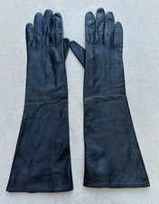 Vintage Italian A Manco Roma Lined Black Leather Gloves 6 1/2