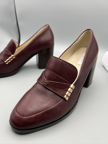 COLE HAAN Grand Womens 8B Leather Chunky Heel Burgundy/Wine Color VGUC! C2038 - Picture 5 of 11