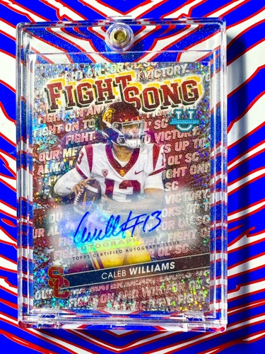 2022 Bowman U Best Caleb Williams Speckle Fight Song Auto /25 SSP USC Bears RC