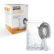 Cocktail 24oz Mixing Glass Set with Hawthorne Strainer - Mixology Pitcher for...