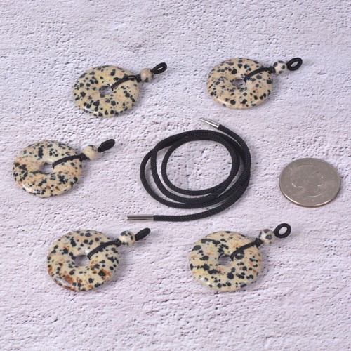 Gemstone 30mm Donut Beads Reiki Chakra Pendant Necklace Handmade Jewelry 22 Inch - Picture 70 of 331