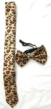 Unisex Leopard Print Adjustable Bow tie and Leopard Print Neck Tie Set-New ver2