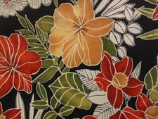 18 x 18 Outdoor / Indoor Pillow Cover Black With Floral Design Hand Crafted