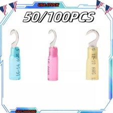 50/100pcs Heat Shrink Terminals Electrical Wire Connectors 10-22 Hook Crimp US