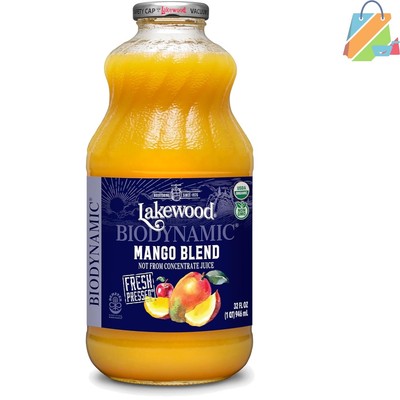 USDA Organic Mango Nectar - 32 FZ Fresh Juice in Glass, Non-Toxic & Gluten Free