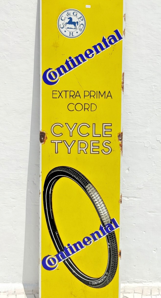 Antikes Continental Extra Prime Cord Fahrrad Reifen Werbung Emailschild Germany