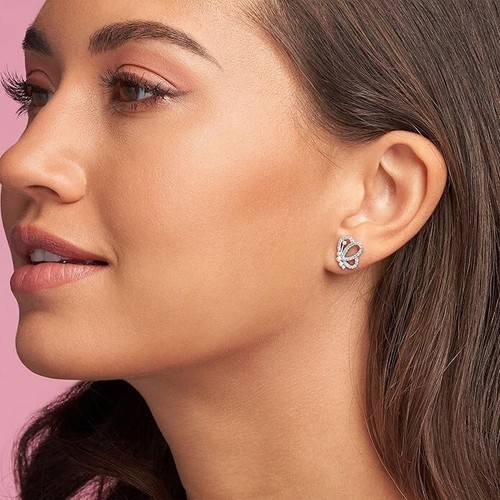 New Genuine Pandora Sparkling Openwork Butterfly Outlines Stud Earrings 297912CZ - Picture 6 of 10
