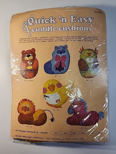 Vintage 1977 Lion Quick N Easy Cuddle Fashions Felt Embroidery Kit #903