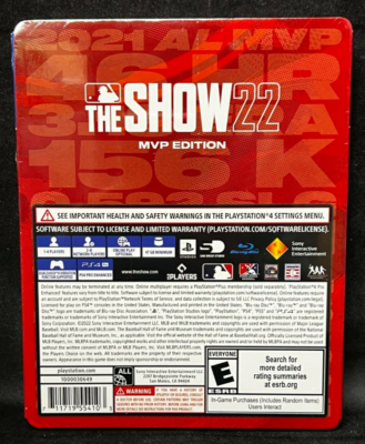 Sealed!! MLB The Show 22 MVP Edition PS4 Edition W/PS5 Code