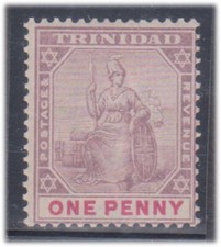 (F36-112) 1896 Trinidad 1d violet & red stamp (DL)