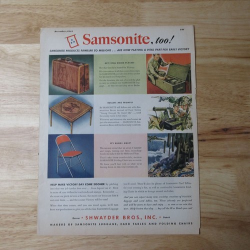 1943 Samsonite - Shwayder Bros - Vintage WW2 Print Ad - Picture 2 of 3