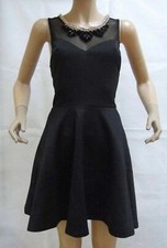 CLUB L BLACK JEWEL EMBELLISHED SLEEVELESS SKATER DRESS SIZE 16
