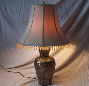 Vintage Copper Table Lamp 3 Way Bulb Socket Fringed Shade Included Ebay