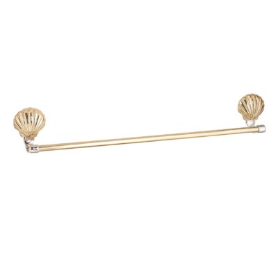 Traditional Brass Towel Bar Sea Crest 24'' L Chrome Accents Shell Design
