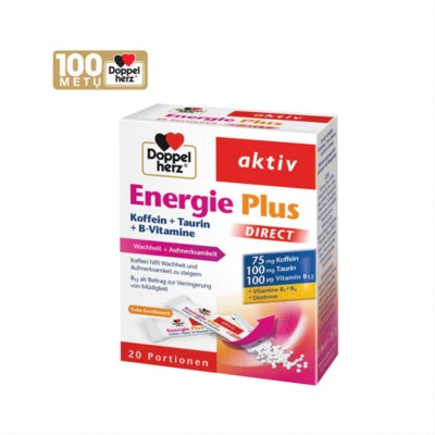 Doppelherz Aktiv Energie Plus Direct Coffein+Taurin+Vitamine B 20 Sachets