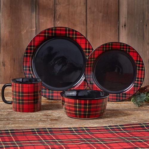 Park Designs Sportsman Plaid Dinner Plate Set - Black - Picture 2 of 3