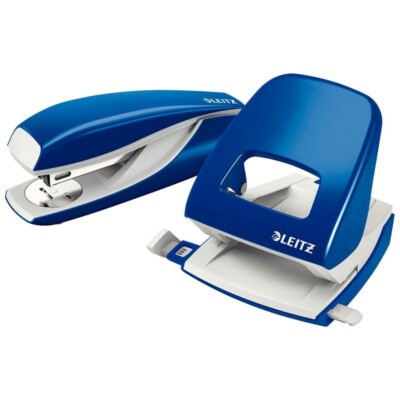 LEITZ Locher Hefter Set WOW 5095 00 35 blau 5008 + 5502 Tacker 24/6 26/6