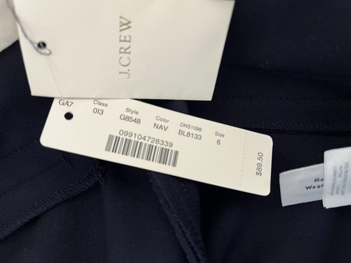 NWT Women's J.Crew Navy Stretch Classy Business Dress Slacks Pants Trousers, 6 - Picture 4 of 6