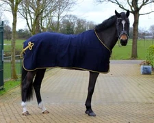 QHP Woll cover with Ornament Bl/gold