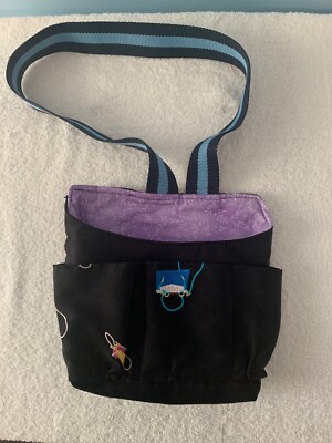 Home & Car Organizer Bag  3 outer pockets Black Purple Purses handmade Fabric
