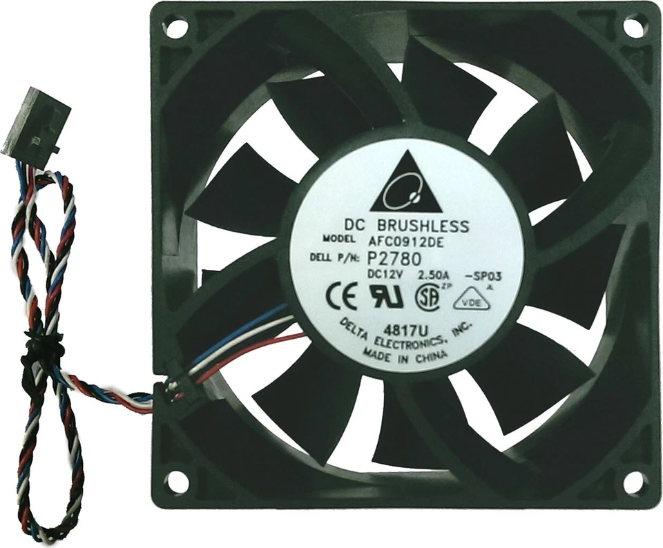Fan Muffin Cooling DC 12V DC12V 12VDC  92mm 92x92x38 Delta AFC0912DE Dell 0P2780 - Image 2 of 3
