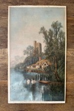 F.W. Hayes Vintage Landscape Hand Coloured Engraving Signed Mounted & Framed