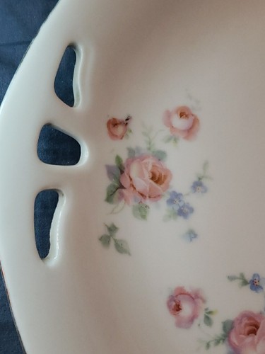 Vintage Germany Roman V Roses Cut Out Sides Cookie Tray Platter Dish Plate - 第 3/6 張圖片