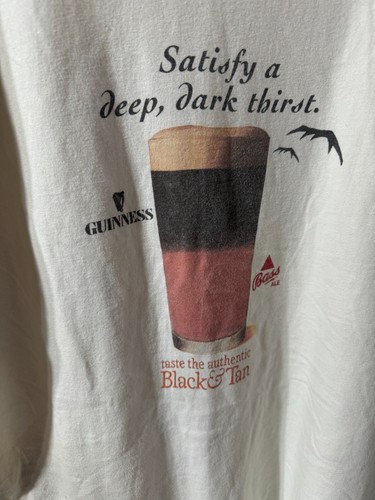 Vintage Guinness Bass Ale T-Shirt Adult Size XL VTG 90s 80s Black Tan - 第 8/13 張圖片