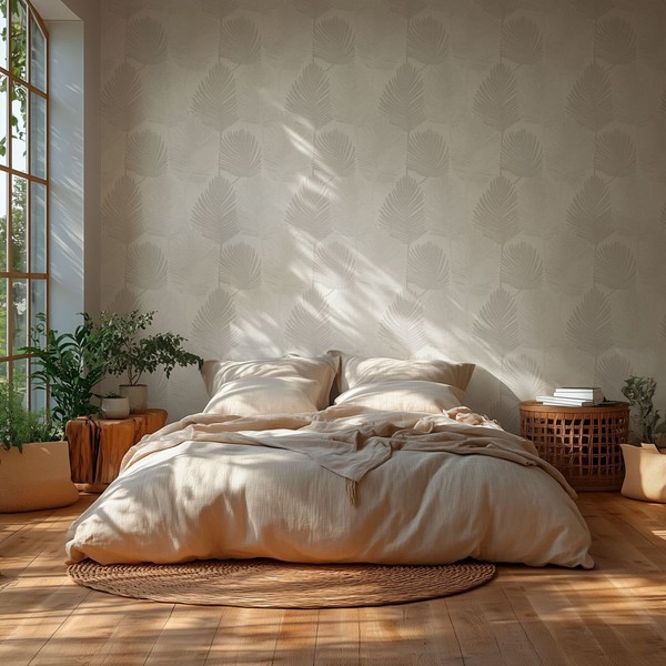 Vliestapete Dschungel BläTter Tropisch Hellgrau Creme Glanz 78673-3 (3,47€/1Qm)-image