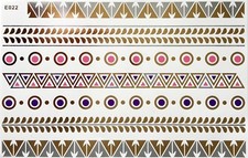 Flash Temporary Adhesive Tattoo Pink Violet 7 Pieces Bracelet Body Neck E22PV