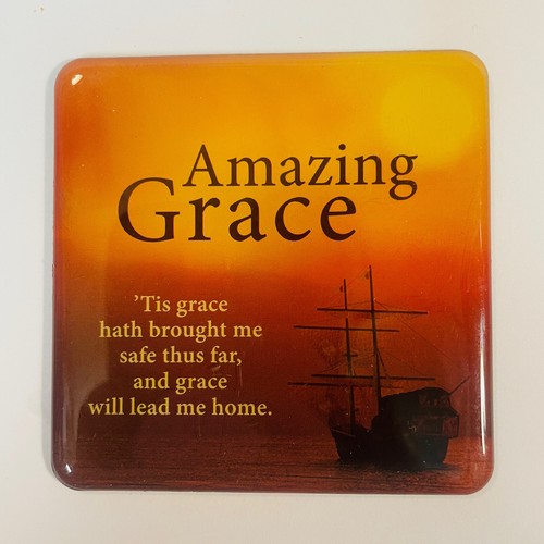 Amazing Grace Magnet w/ Sail Boat in Ocean Background. Famous Quote on the Front