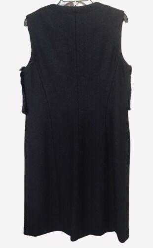 Lafayette 148 Black Vest Wool & Real Fur Snap Long 14/ L/XL NWT Nordstrom $698 - Picture 2 of 9