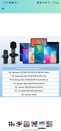2X Bezprzewodowy mikrofon Lavalier do telefonu Android iPhone Vlog Live Stream Mic - Zdjęcie 6 z 7